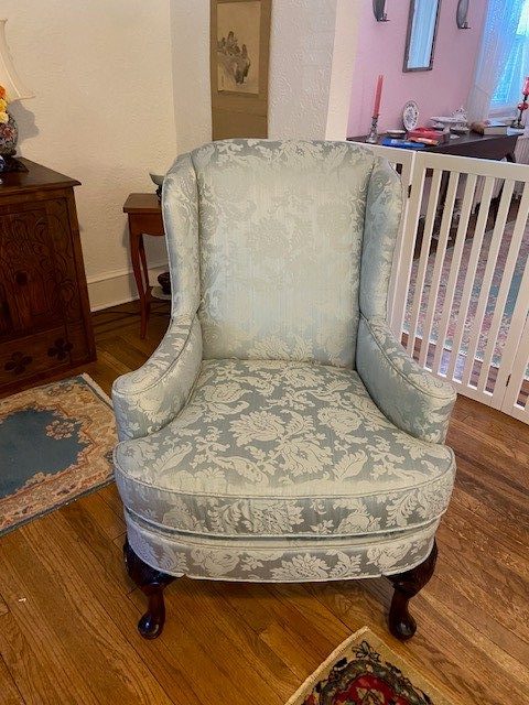 Clarence House Florent Damask Blue Italian Linen Damask Pomegranate Tulip MSRP USD 220/y