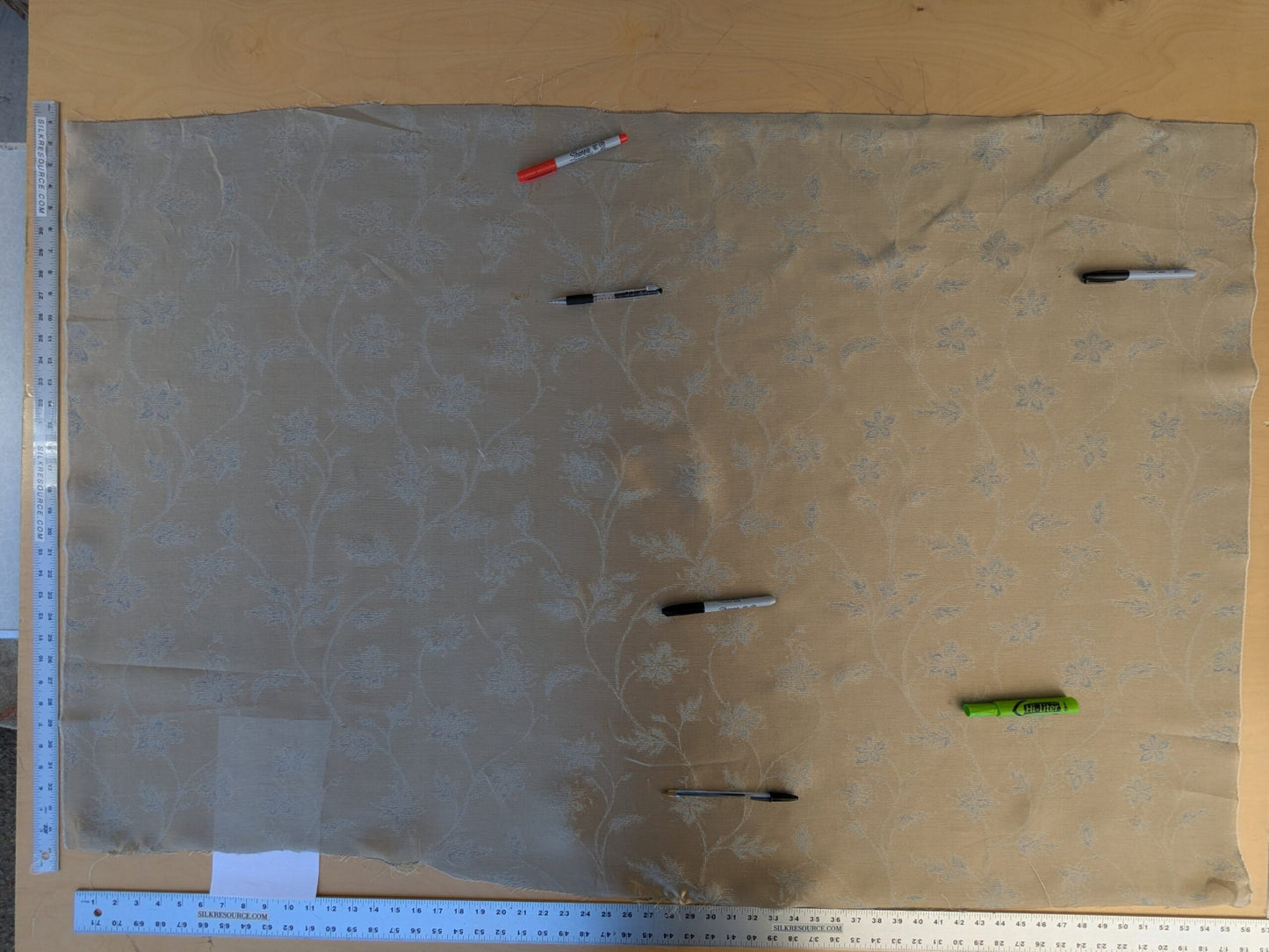 0.9 y Defects Scalamandre Serene "semi-sheer" Silk Pale Sky Blue Cream Old World Weavers MSRP USD 84/y