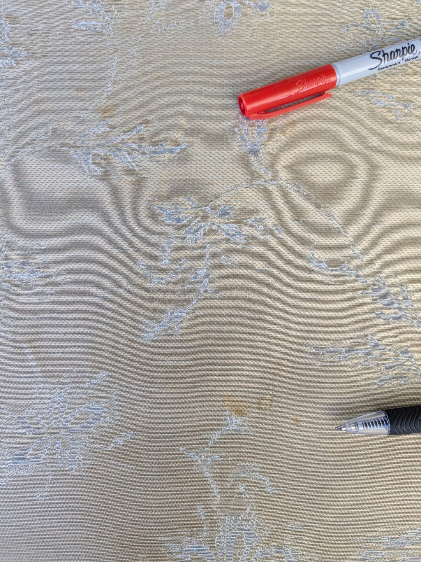 0.9 y Defects Scalamandre Serene "semi-sheer" Silk Pale Sky Blue Cream Old World Weavers MSRP USD 84/y