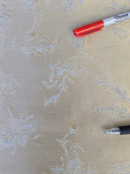 0.9 y Defects Scalamandre Serene "semi-sheer" Silk Pale Sky Blue Cream Old World Weavers MSRP USD 84/y