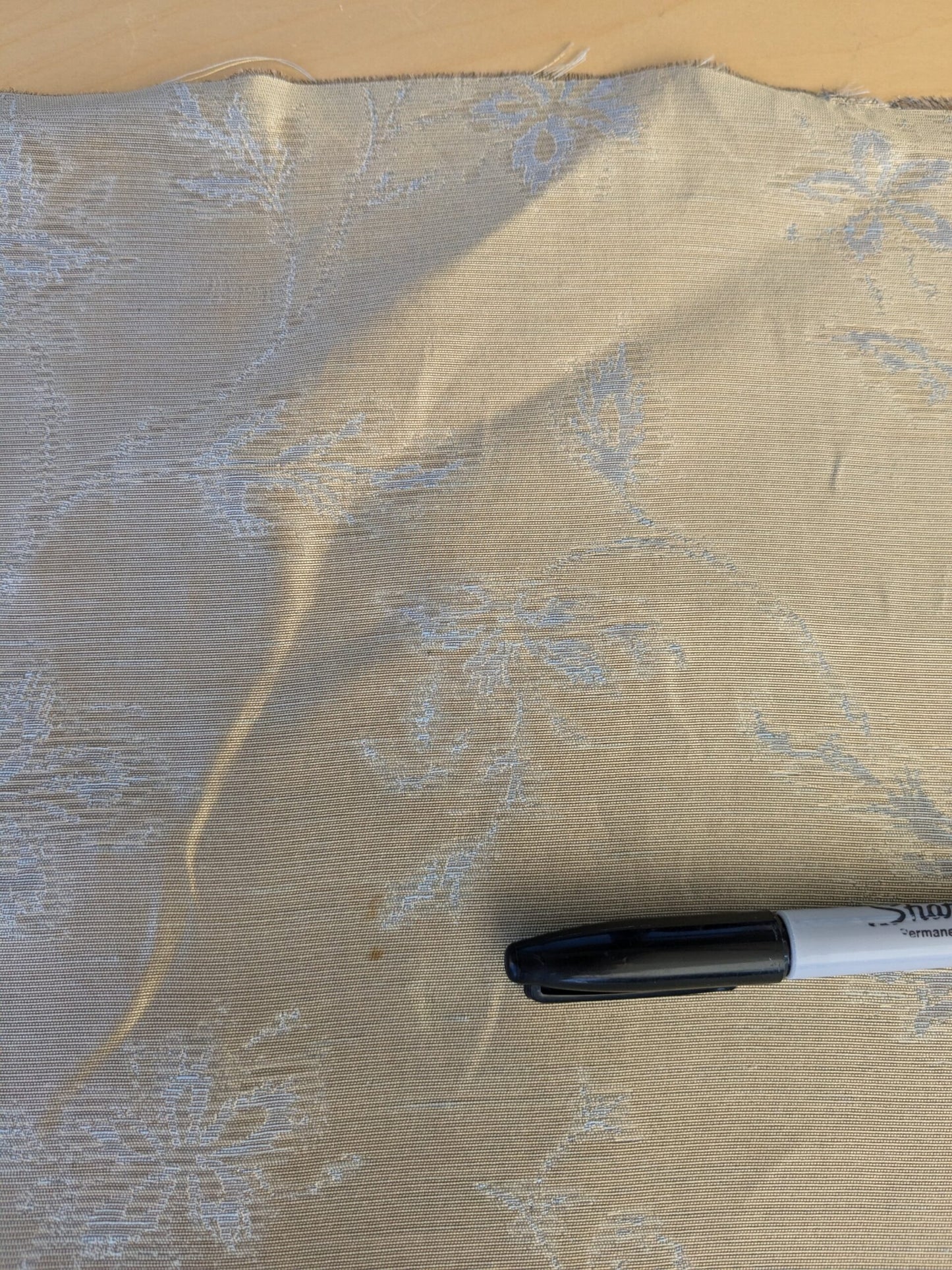 0.9 y Defects Scalamandre Serene "semi-sheer" Silk Pale Sky Blue Cream Old World Weavers MSRP USD 84/y