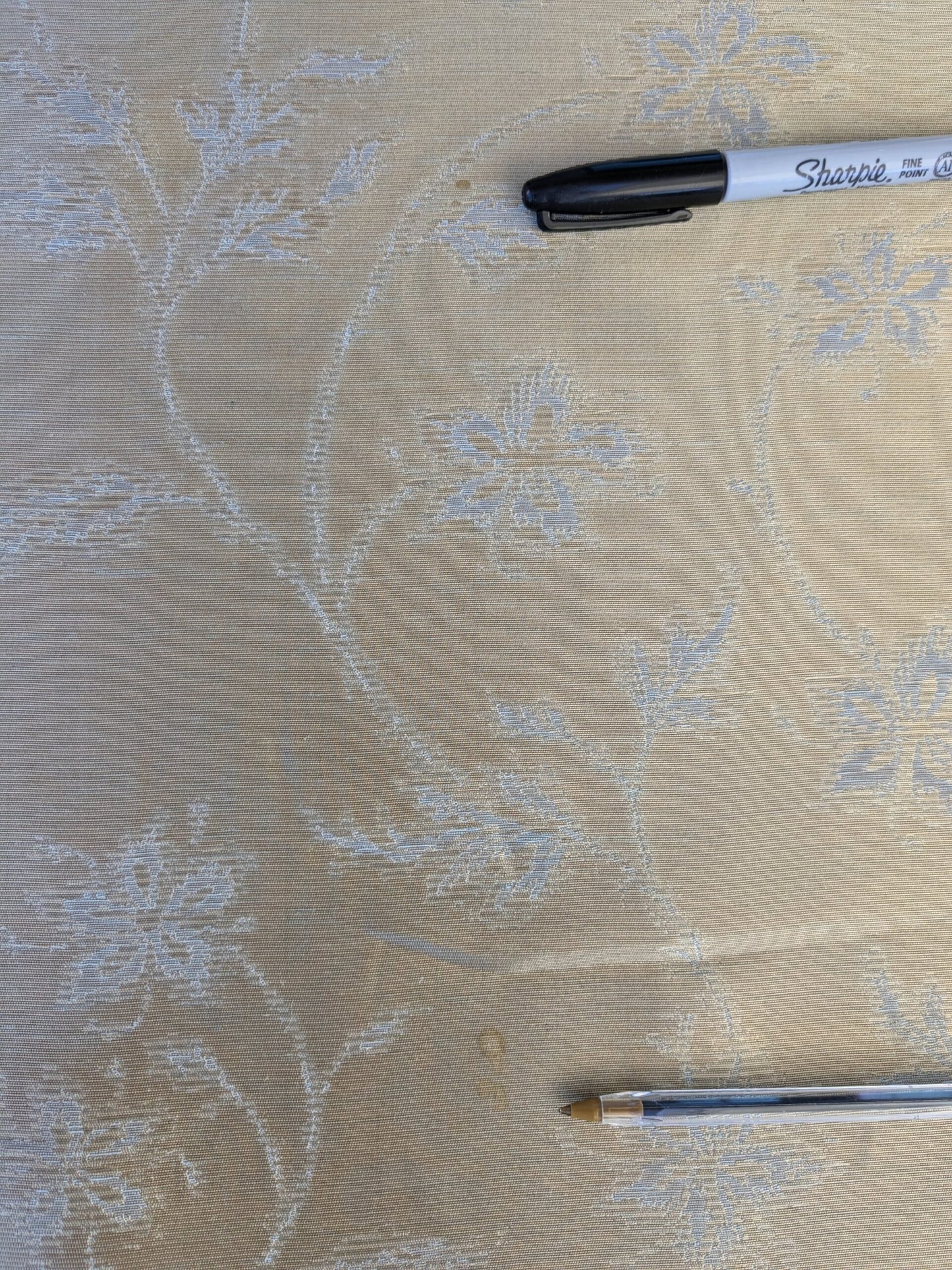 0.9 y Defects Scalamandre Serene "semi-sheer" Silk Pale Sky Blue Cream Old World Weavers MSRP USD 84/y