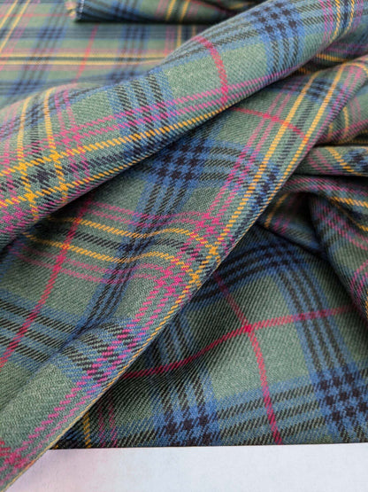 Scottish Sky Tartan Plaid 100% Wool Reversible Green Pink Red Orange Blue MSRP USD 289