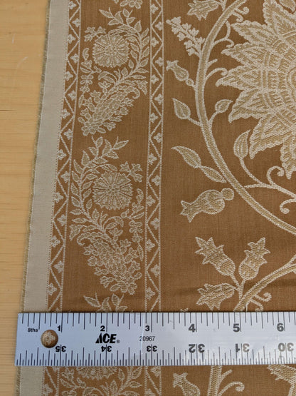 By Yd Lee Jofa Kalabagh Weave Curry Burnt Gold Tiger Sniffs Rose MSRP USD 259/y Border One Side