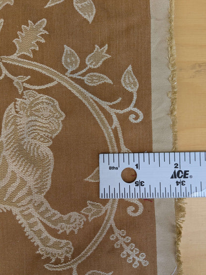 By Yd Lee Jofa Kalabagh Weave Curry Burnt Gold Tiger Sniffs Rose MSRP USD 259/y Border One Side