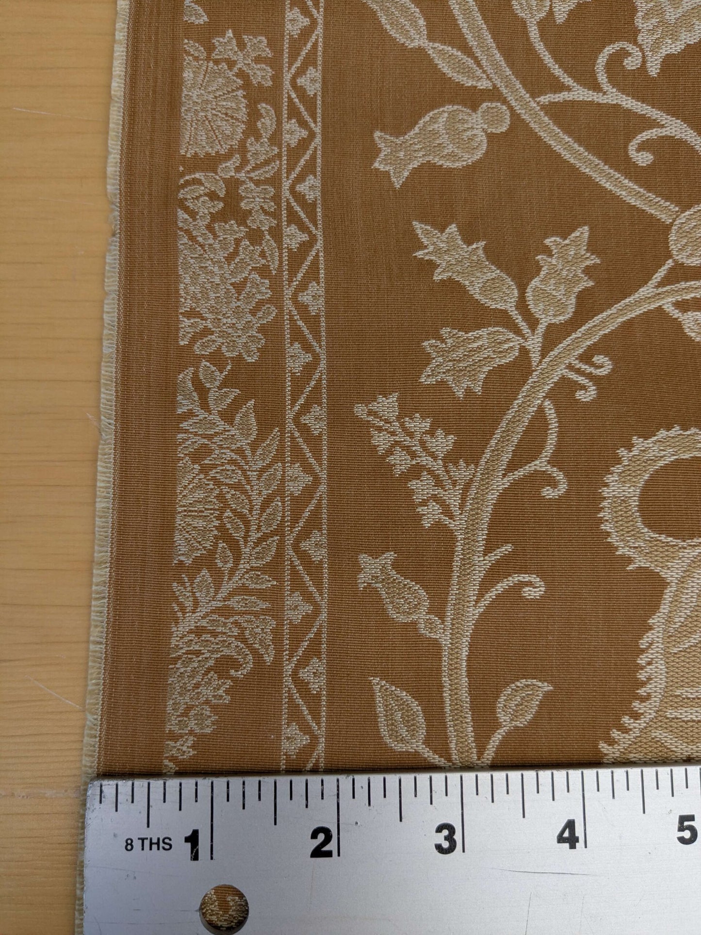 By Yd Lee Jofa Kalabagh Weave Curry Burnt Gold Tiger Sniffs Rose MSRP USD 259+/y Border BOTH Sides