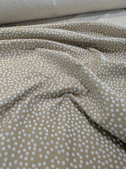 Scalamandre Dotty Eggshell Toast Brown White Chenille Jacquard Heavy Dots Circles Animal Skin MSRP USD 410/y