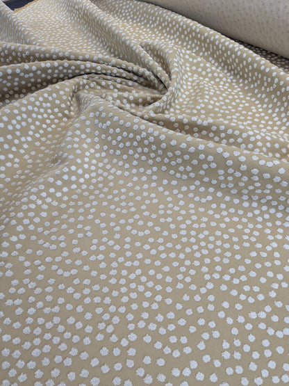 Scalamandre Dotty Eggshell Toast Brown White Chenille Jacquard Heavy Dots Circles Animal Skin MSRP USD 410/y
