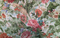 Historical Bella Flora Tropical Floral Chintz Linen Cotton Print Fabric- Pink on White from UK