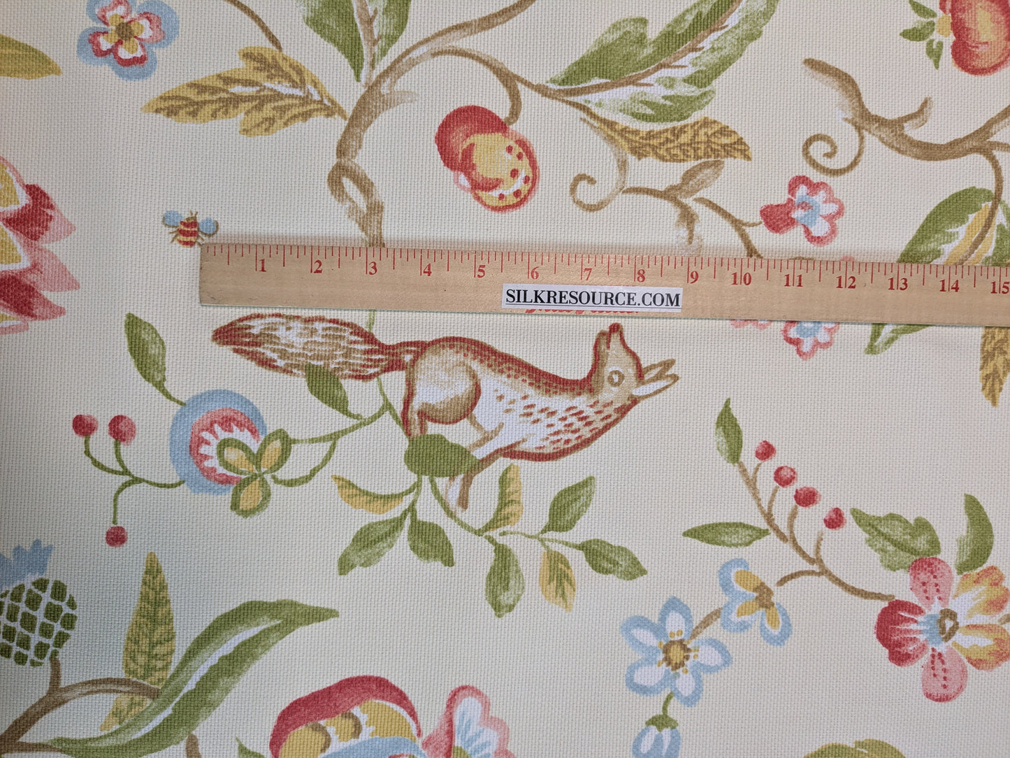 Scalamandre Westchester Cream Green Red Blue Animal Fox Bunny Bird Deer Duck Print Heavy Cotton - By The Yard - MSRP USD 192/Y