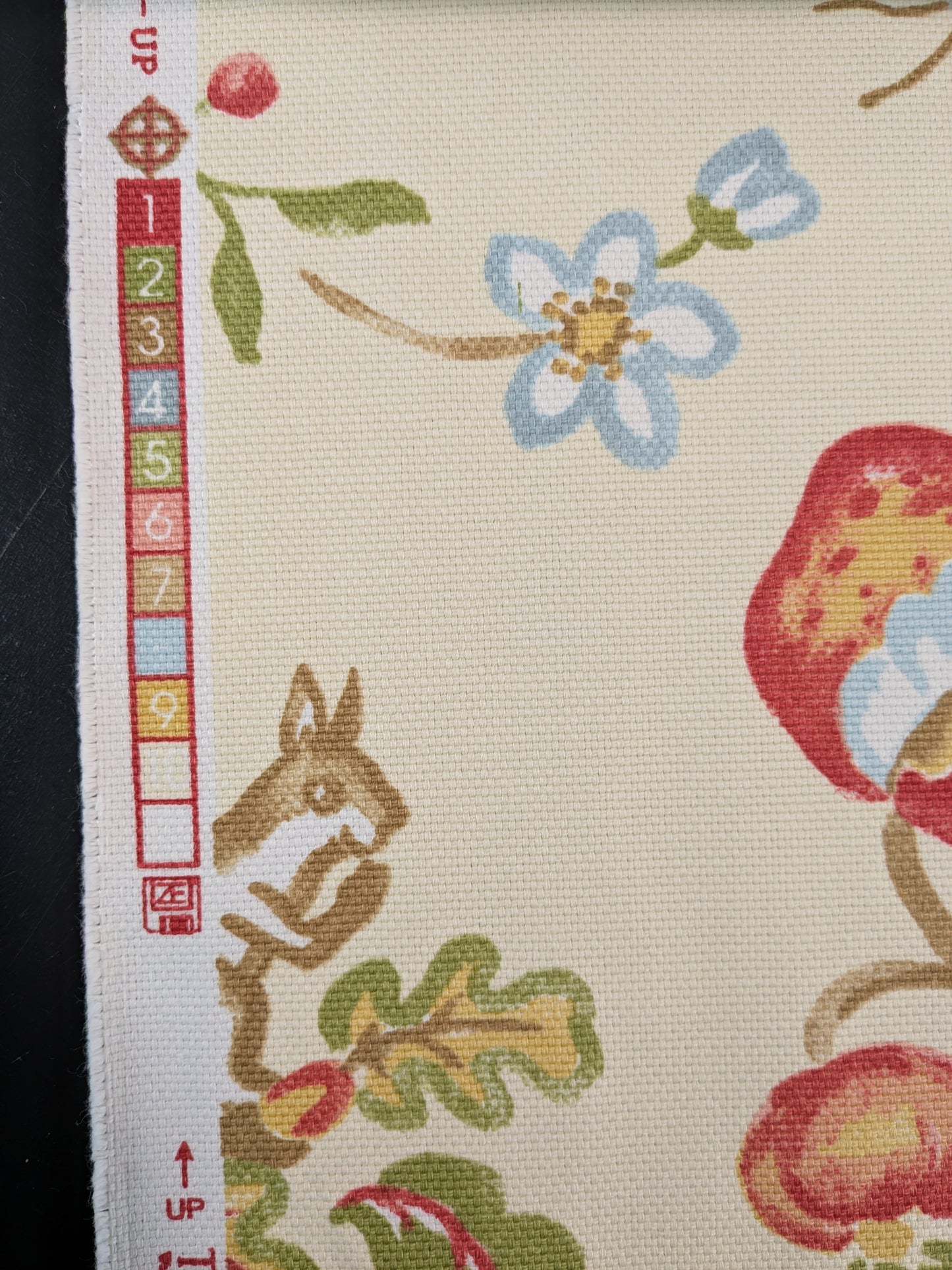 Scalamandre Westchester Cream Green Red Blue Animal Fox Bunny Bird Deer Duck Print Heavy Cotton - By The Yard - MSRP USD 192/Y