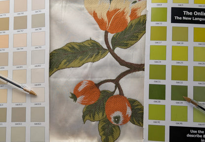 Scalamandre Frida Kahlo Cream/multi Mexican Floral & Fruits Frida Kahlo Old World Weavers Flower Lampas MSRP USD 546/y