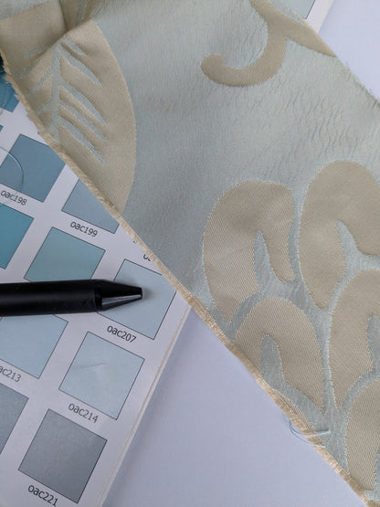 Old World Weavers 100% Silk Damask Carlsten Blue Aqua Arts & Crafts MSRP USD 278/Y
