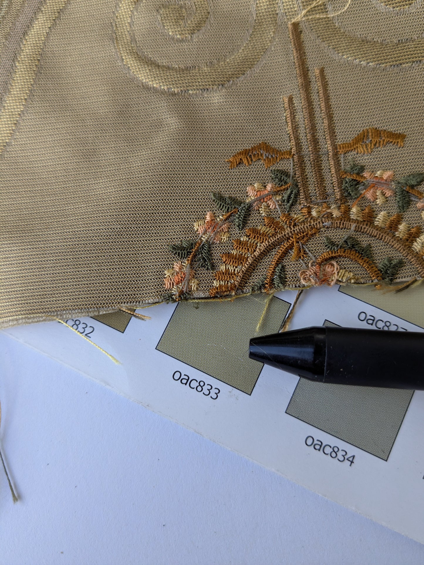 Bty Scalamandre Silk Damask Embroidery Dhara Gold Medallion Exquisite MSRP USD 200+/y