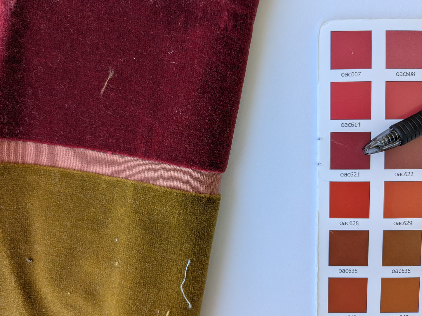 Lee Jofa Millais Velvet Poppy Red Gold Wide Stripe Cotton Cut Velvet MSRP USD278/Yard
