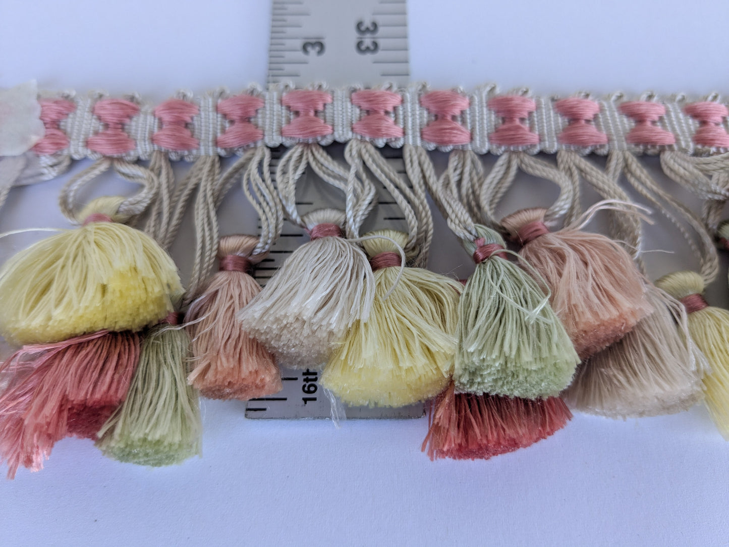 Scalamandre Silk Trim Follies Pink Green Yellow Tassel Coral Trim MSRP USD 260/Y
