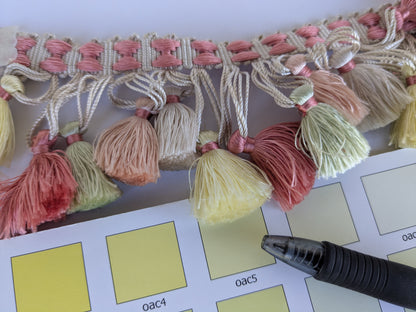 Scalamandre Silk Trim Follies Pink Green Yellow Tassel Coral Trim MSRP USD 260/Y
