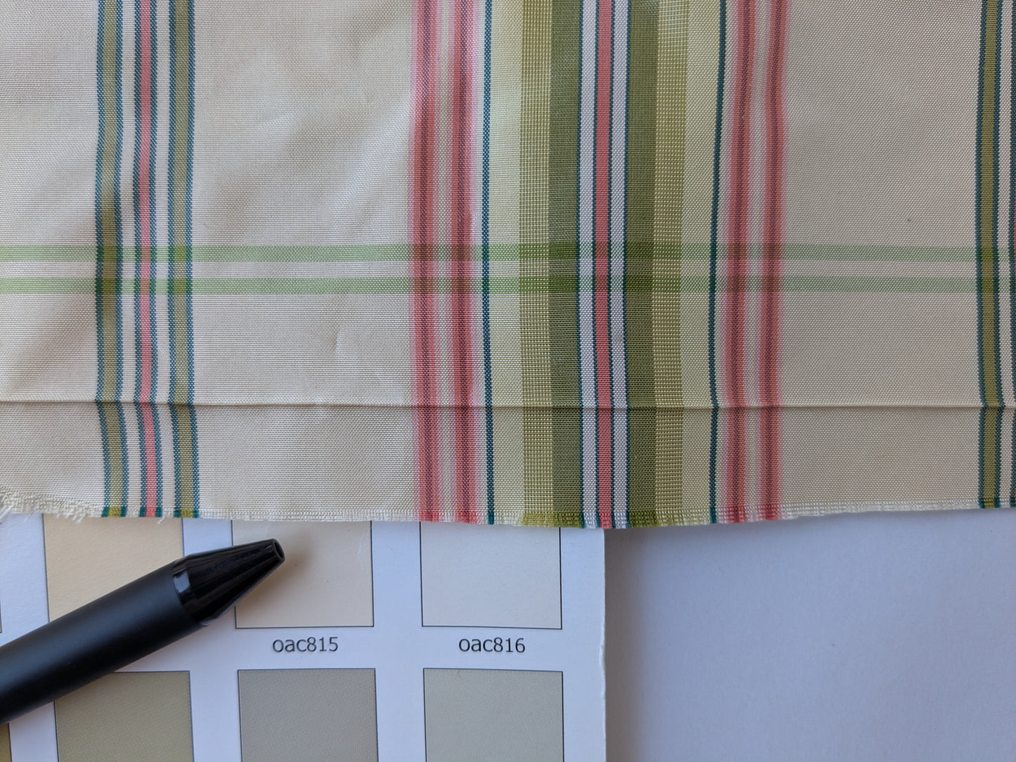 Scalamandre Leith Plaid Taffeta Cream Pink Green Stripe Silk Scottish Tartan MSRP USD 228/y