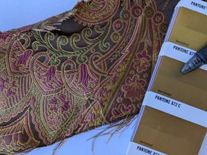 Scalamandre Fonthill Douglas Burgundy Brown Chocolate Red Green 100% Silk Paisley MSRP USD 336/Y