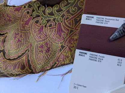 Scalamandre Fonthill Douglas Burgundy Brown Chocolate Red Green 100% Silk Paisley MSRP USD 336/Y