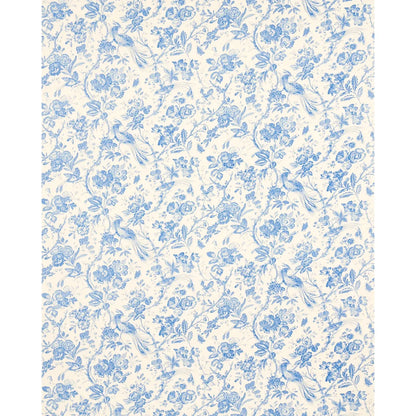 Schumacher Birds Of Paradise in Blue and Cream White Cotton Tree Foliage MSRP USD 236/y