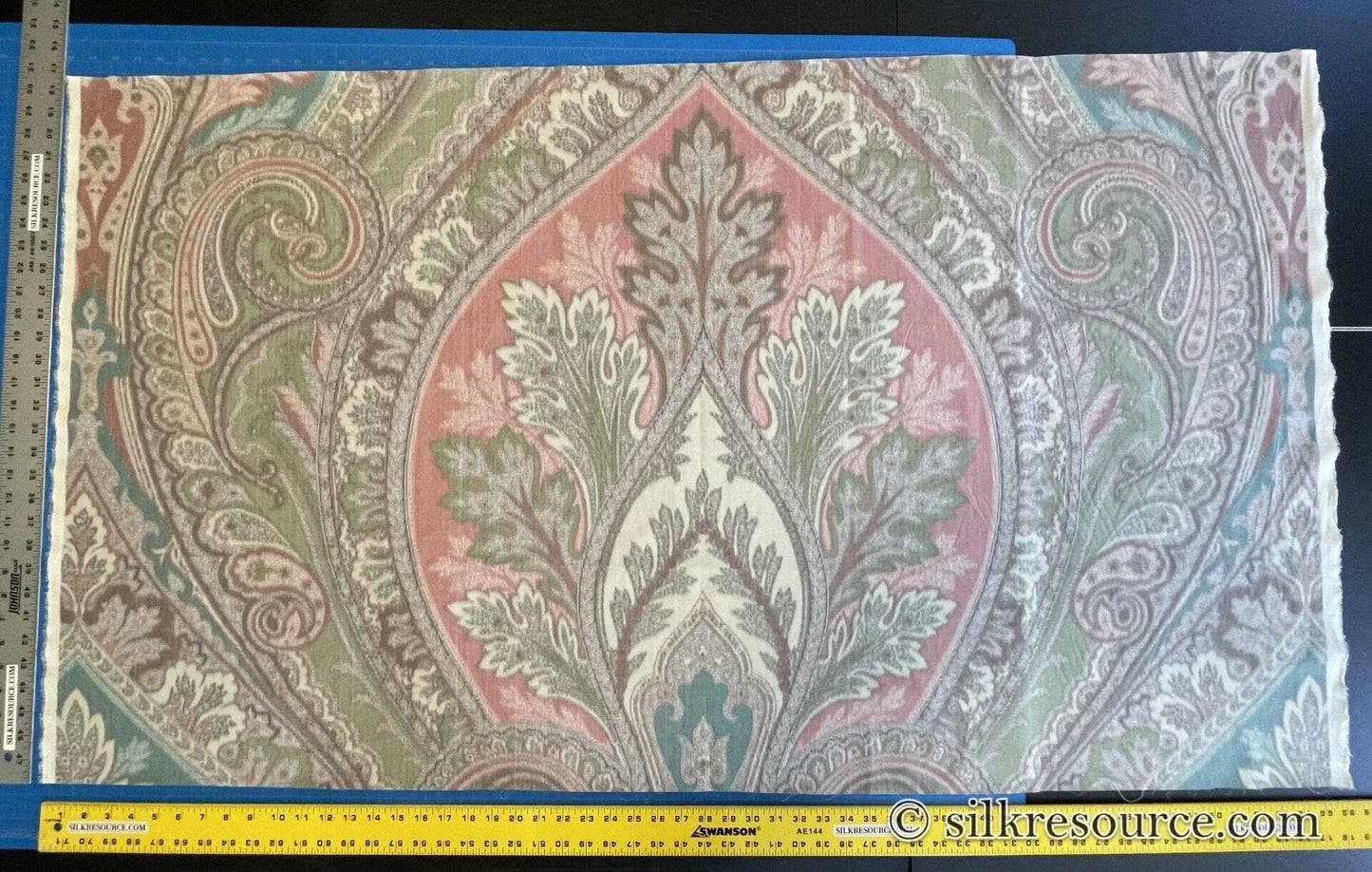 30.5"x54" Clarence House Warp Print Silk Teal Blue Green #1615b MSRP USD 677/yd