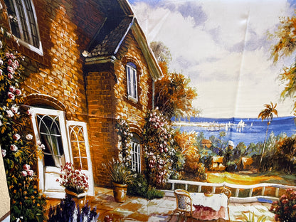 Art Scarf French Country Rose Patio Southern Mediterranean Mansion Seaside High End Silk Twill 41 Inches
