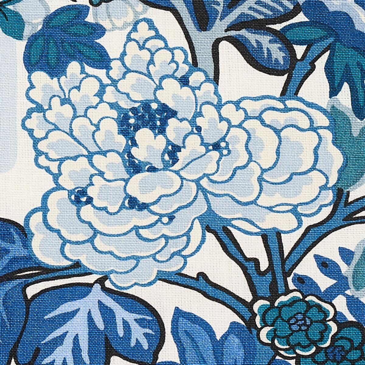 By yard Schumacher Chiang Mai Dragon China Blue Linen Print 173272