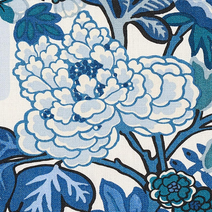 By yard Schumacher Chiang Mai Dragon China Blue Linen Print 173272