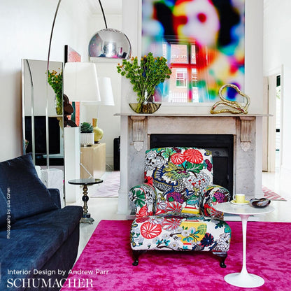 By yard  Schumacher Chiang Mai Dragon Jewel Tones On Alabaster Linen Print 173273