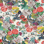 By yard  Schumacher Chiang Mai Dragon Jewel Tones On Alabaster Linen Print 173273