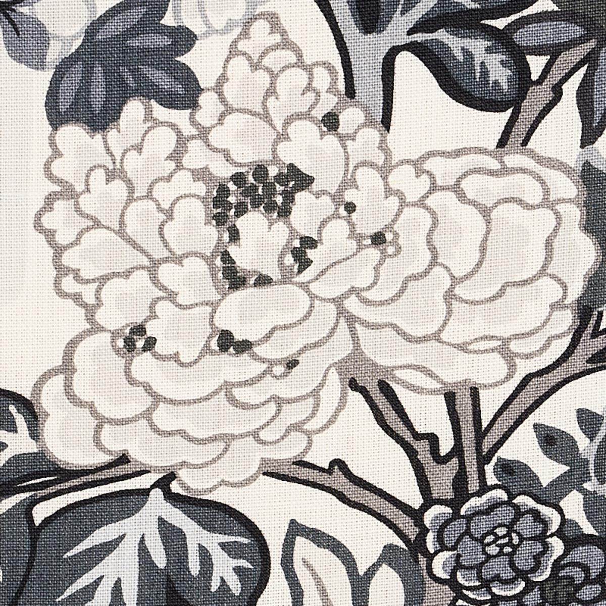 By yard Schumacher Chiang Mai Dragon Black /grey On Smoke Linen Print 173276