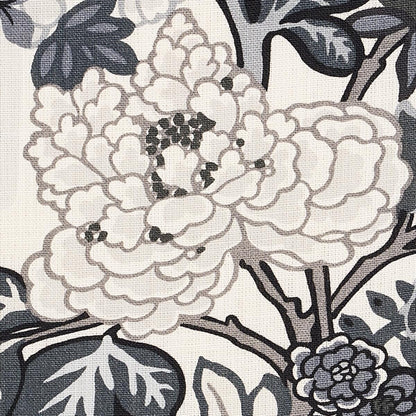 By yard Schumacher Chiang Mai Dragon Black /grey On Smoke Linen Print 173276