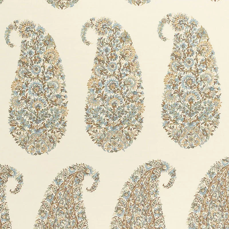 Schumacher Shirala Paisley in Aqua Multicolor floral patterns Wallpaper MSRP USD 368/y