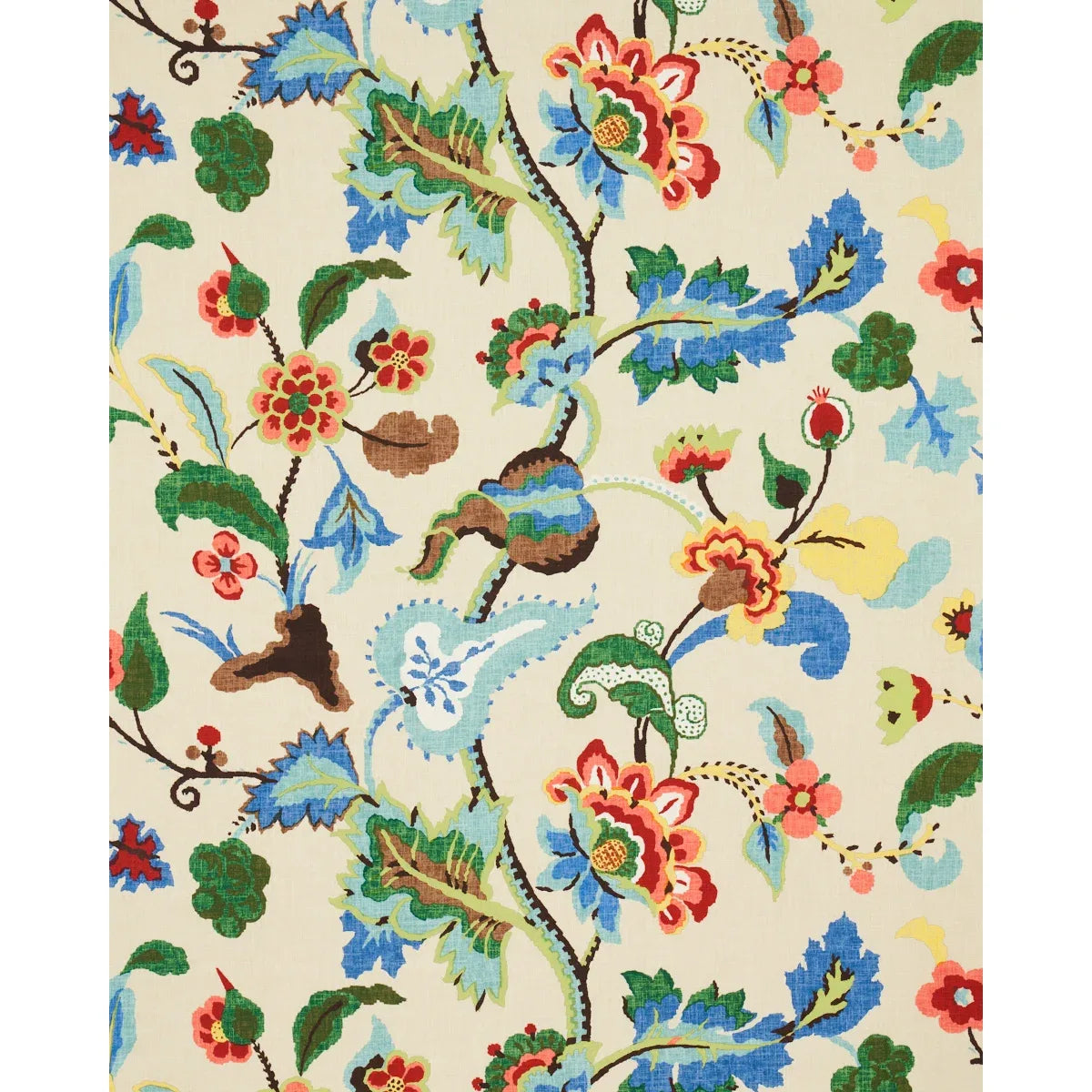 Schumacher Khantau Tree in Cream Linen Art Deco Tree of life Botanical Colorful MSRP USD356/y