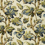 Special Order Schumacher Kemscott in Indigo Blue Green Cream Linen Large Flora Tree Foliage