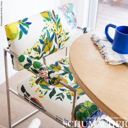 Schumacher Citrus Garden in Primary Trees Toile Linen Fabric Primary Multi MSRP396/Y