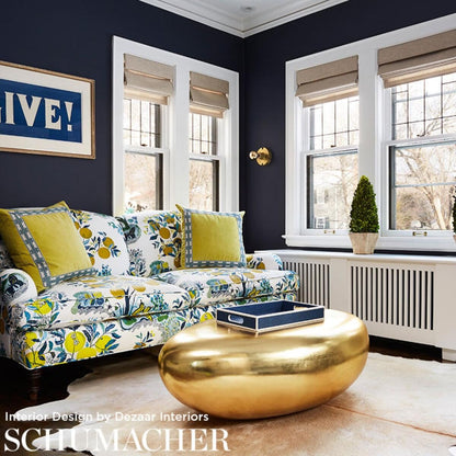 Schumacher Citrus Garden in Pole Trees Toile Linen Fabric Primary Multi MSRP396/Y