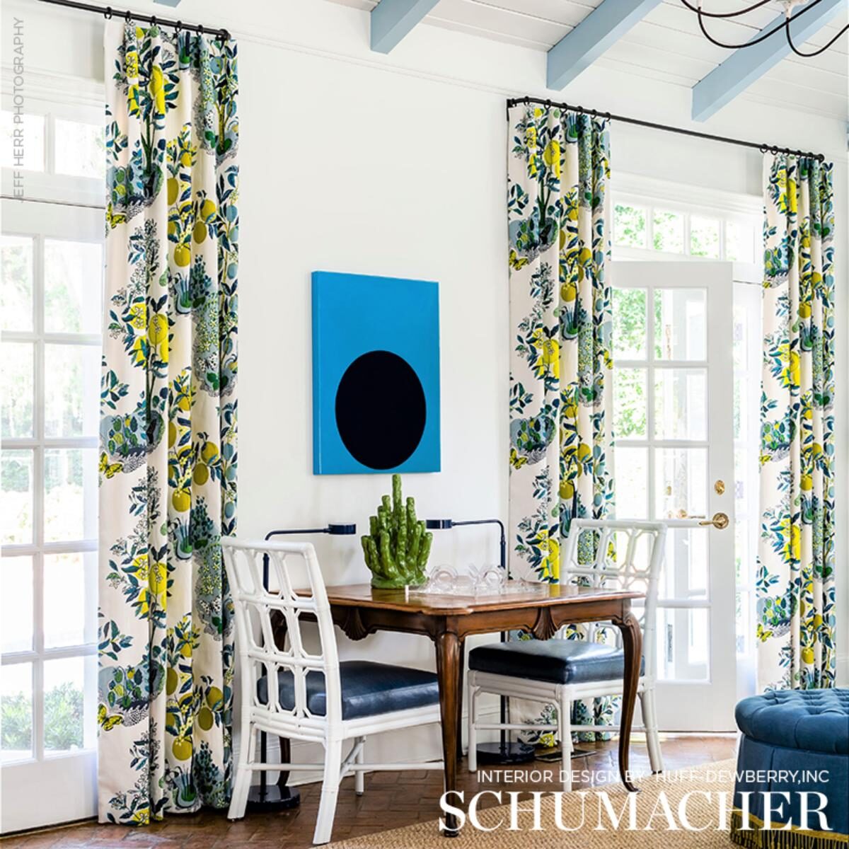 Schumacher Citrus Garden in Pole Trees Toile Linen Fabric Primary Multi MSRP396/Y