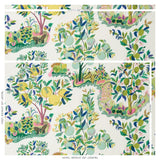 Schumacher Citrus Garden in Lime Trees Toile Linen Fabric Primary Multi  - Special Order