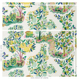 Schumacher Citrus Garden in Lime Trees Toile Linen Fabric Primary Multi MSRP396/Y