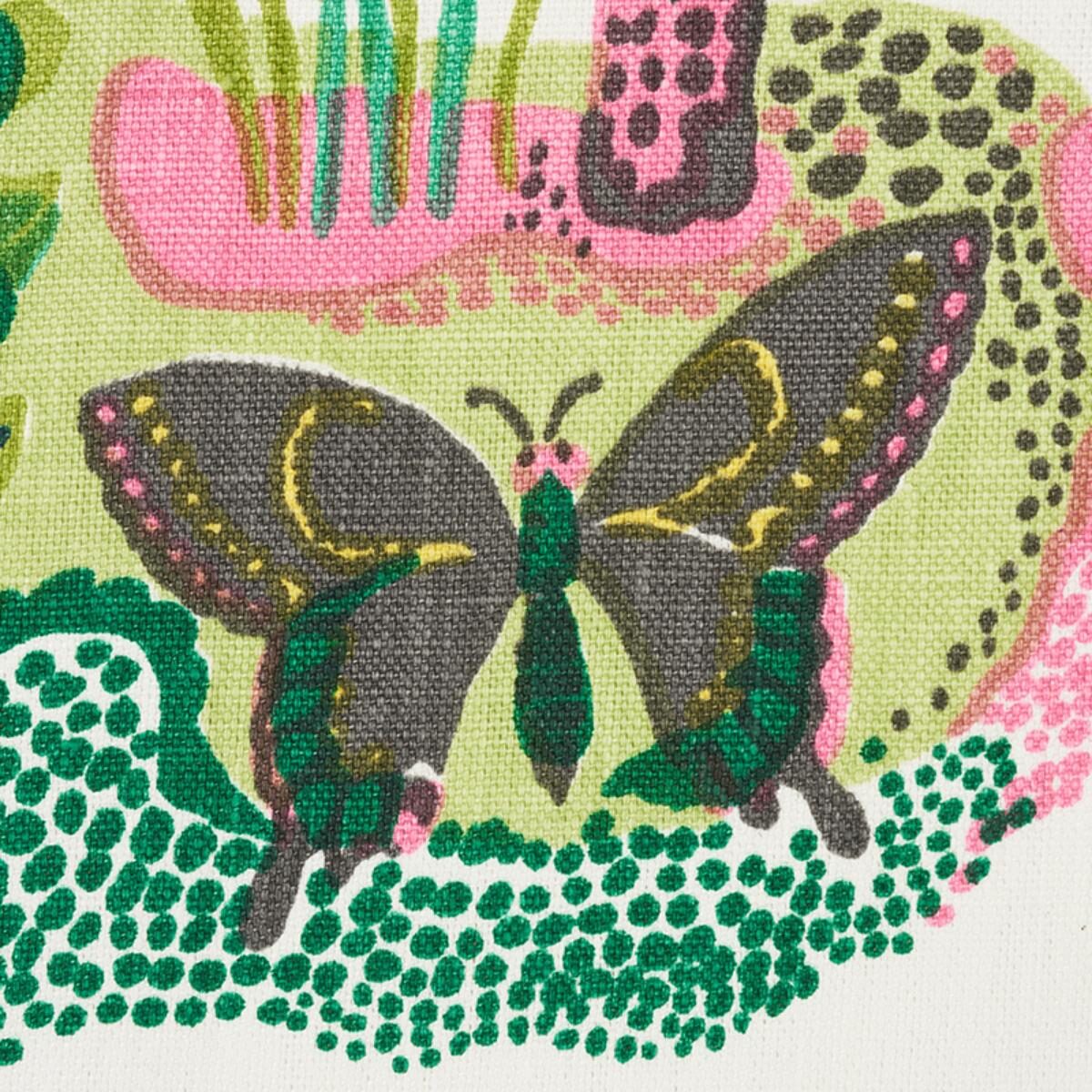 Schumacher Citrus Garden in Lime Trees Toile Linen Fabric Primary Multi MSRP396/Y