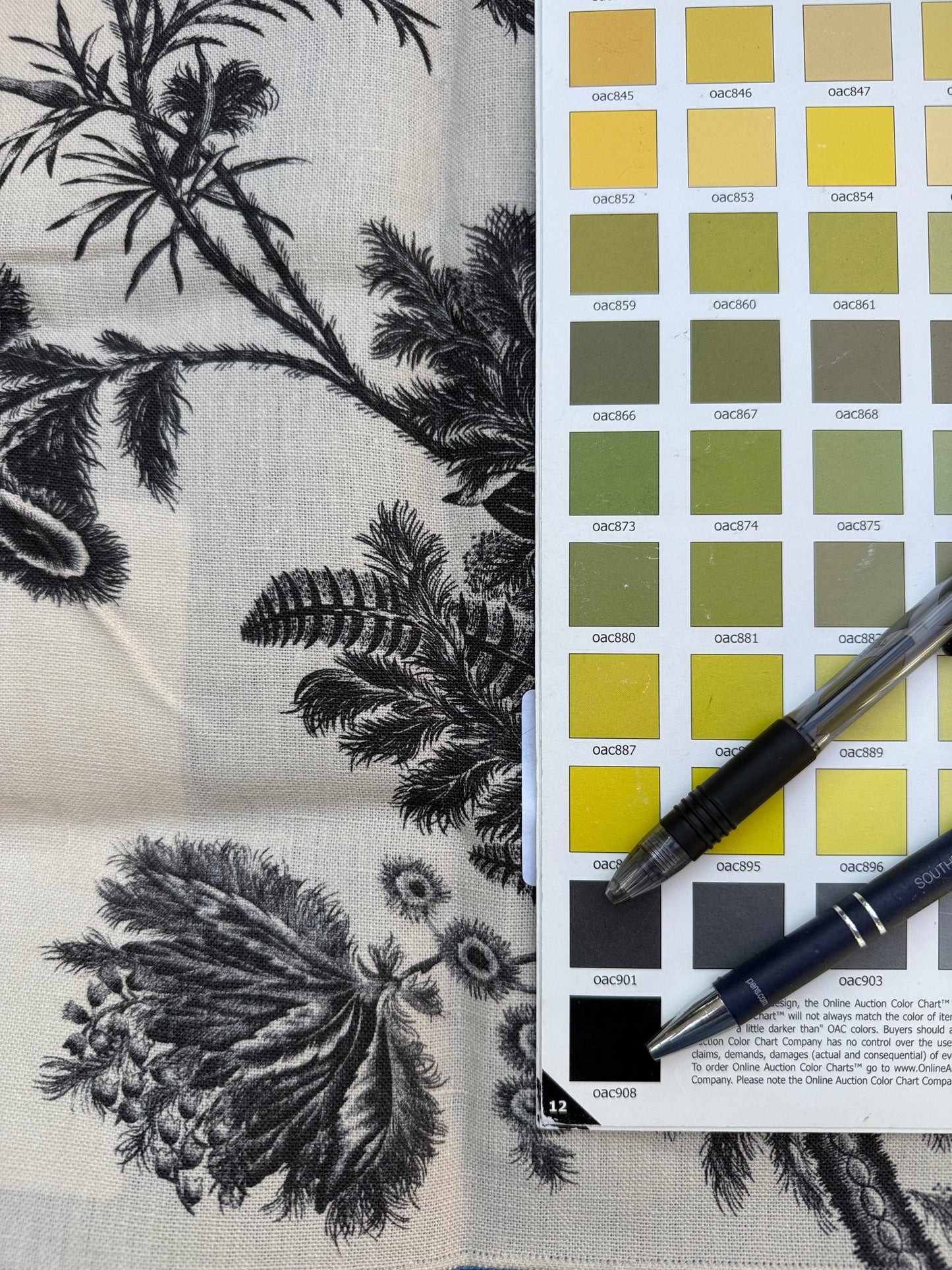 Lee Jofa Kravet Plumes Black Beige Botanical Floral Print 100% Linen - Special order - MSRP USD 556/y