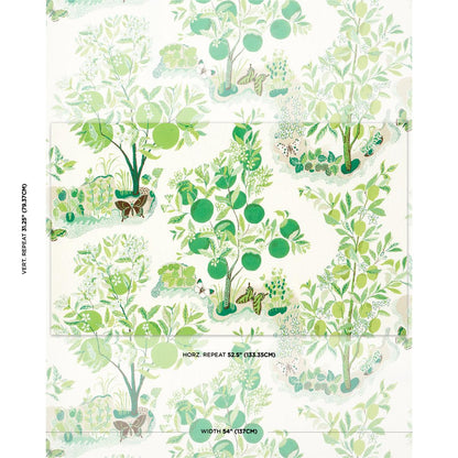 Schumacher Citrus Garden Indoor/Outdoor in Leaf Green White Trees Toile Polyester Fabric Multi - Special Order