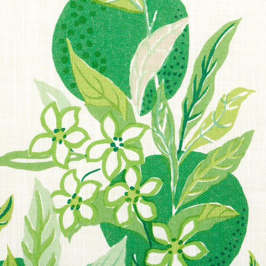 Schumacher Citrus Garden Indoor/Outdoor in Leaf Green White Trees Toile Polyester Fabric Multi - Special Order