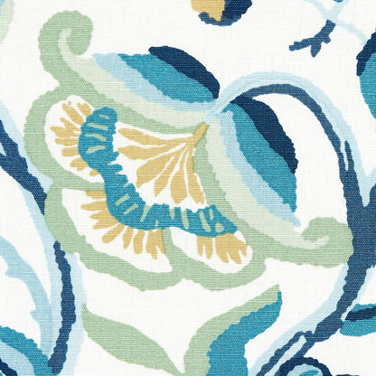 Special Order Schumacher Alexandra Vine Linen in Navy and Leaf  Blue Green White Large Flora Jacobean MSRP USD 308/y