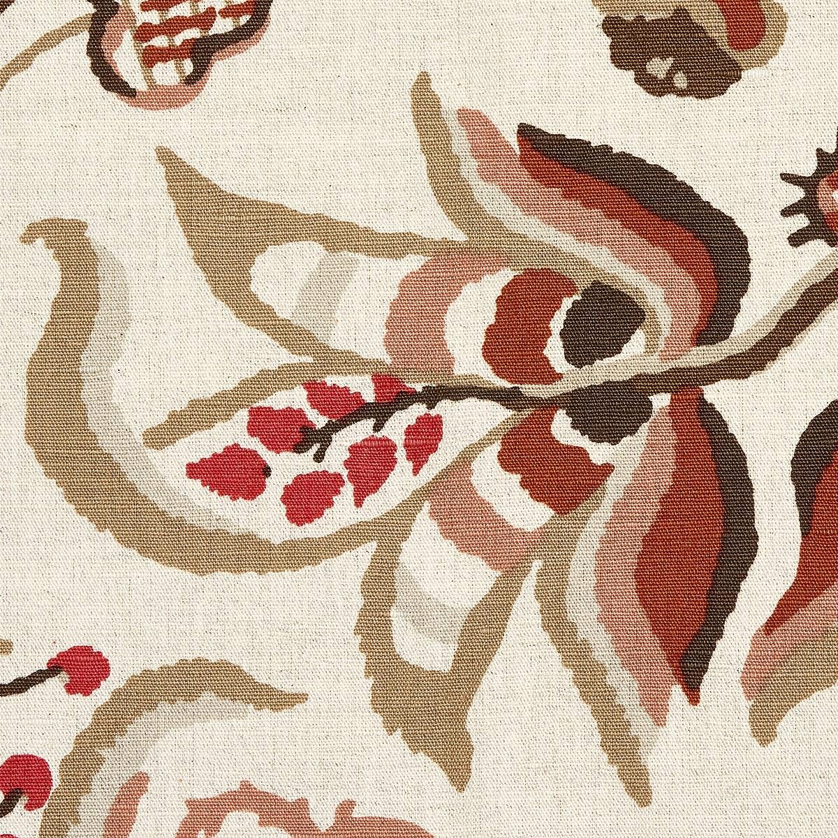 Special Order Schumacher Alexandra Vine Linen in Natural and Spice Red Brown Cream Large Flora Jacobean MSRP USD 308/y