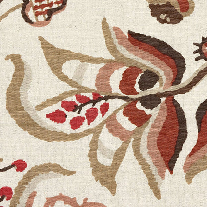 Special Order Schumacher Alexandra Vine Linen in Natural and Spice Red Brown Cream Large Flora Jacobean MSRP USD 308/y