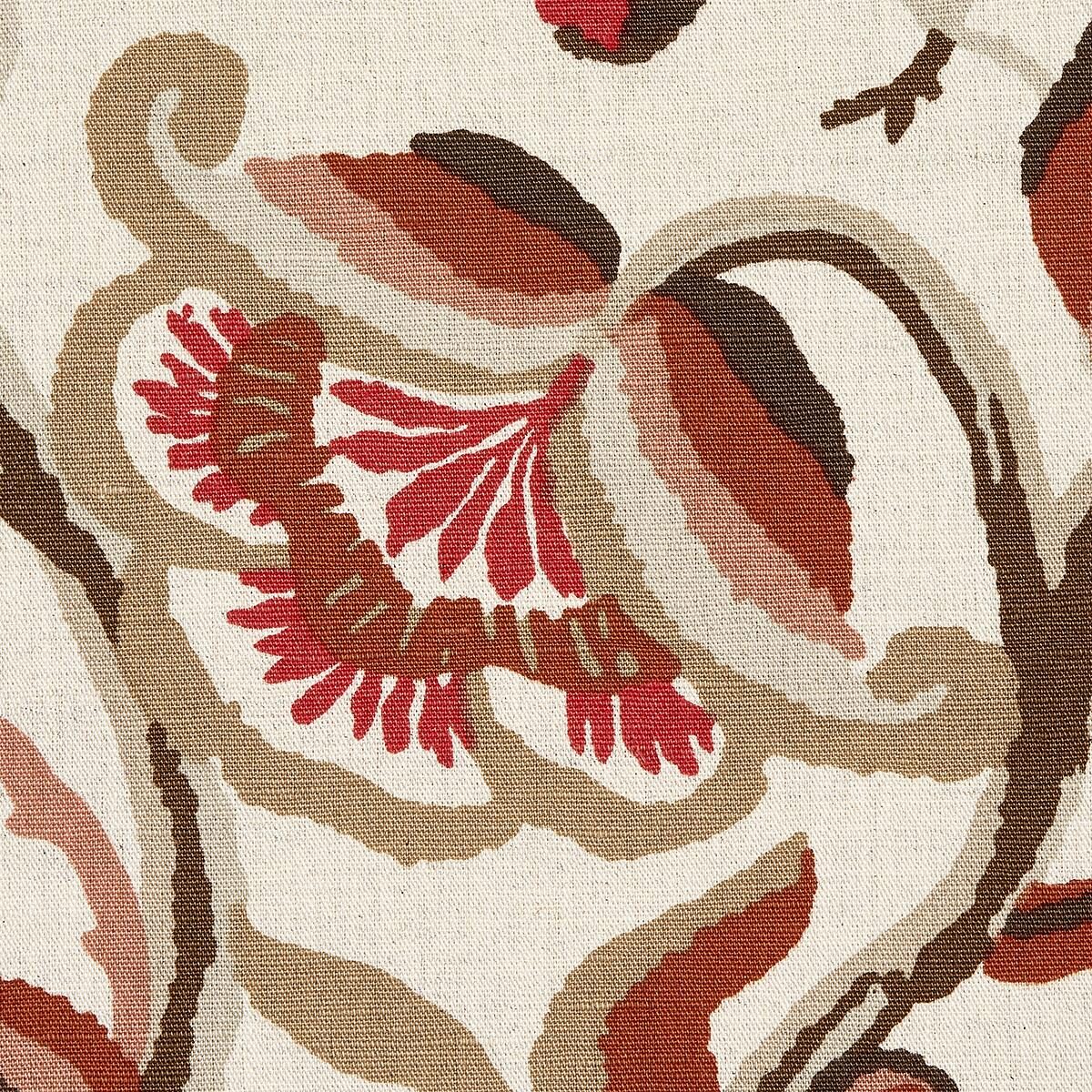 Special Order Schumacher Alexandra Vine Linen in Natural and Spice Red Brown Cream Large Flora Jacobean MSRP USD 308/y