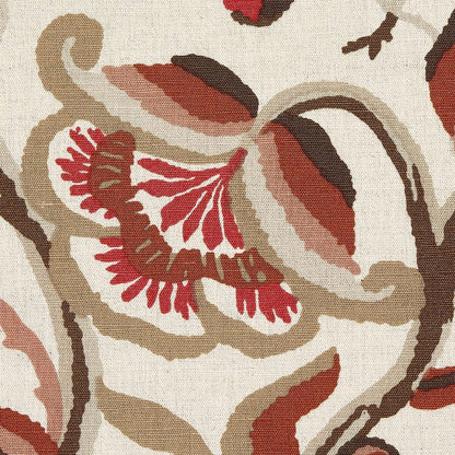 Special Order Schumacher Alexandra Vine Linen in Natural and Spice Red Brown Cream Large Flora Jacobean MSRP USD 308/y